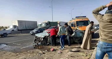 إصابة 6 أشخاص فى حادث تصادم ميكروباص وربع نقل على دائرى القليوبية